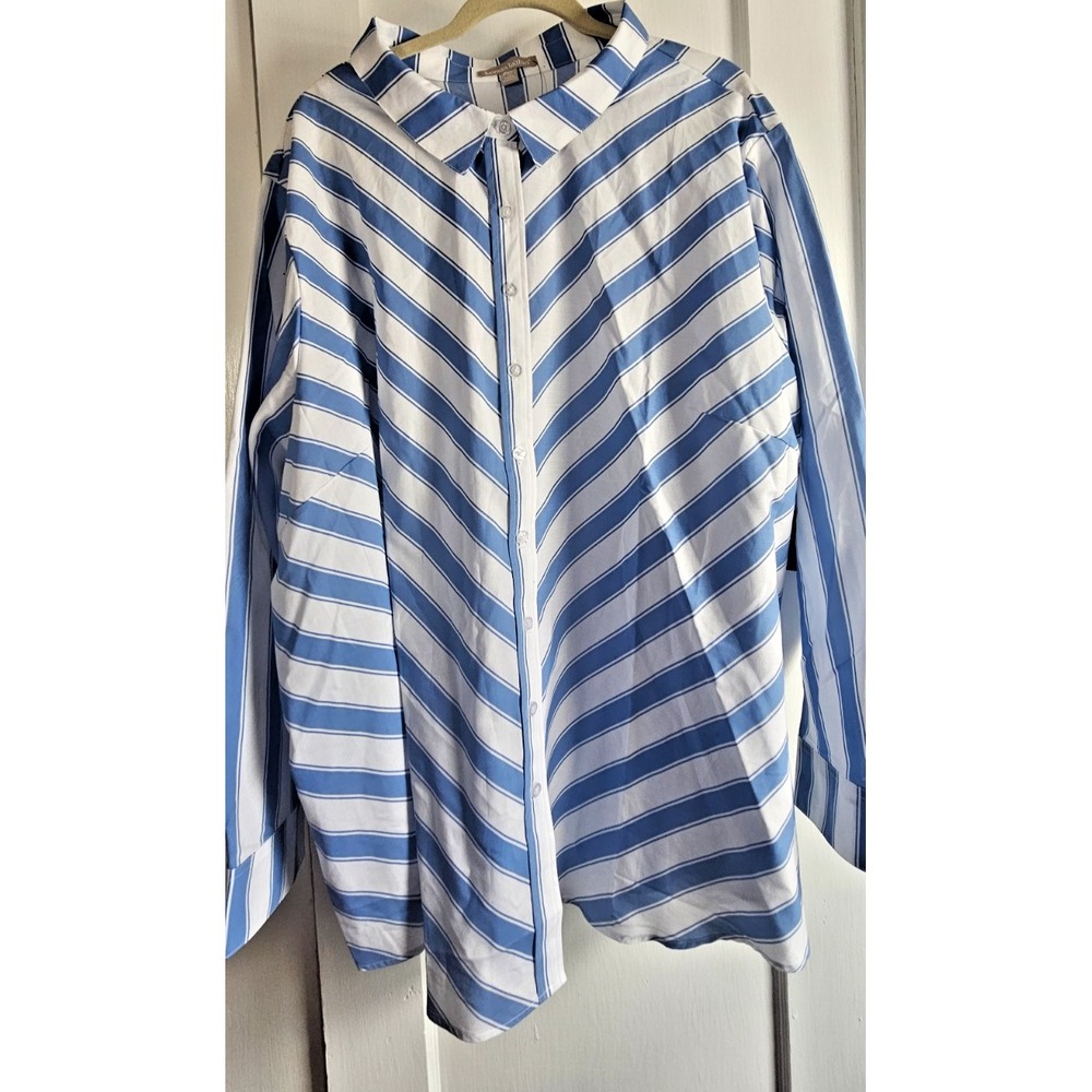 WOMAN‎ WITHIN women's plus 3X perfect three quarter sleeves shirt button up